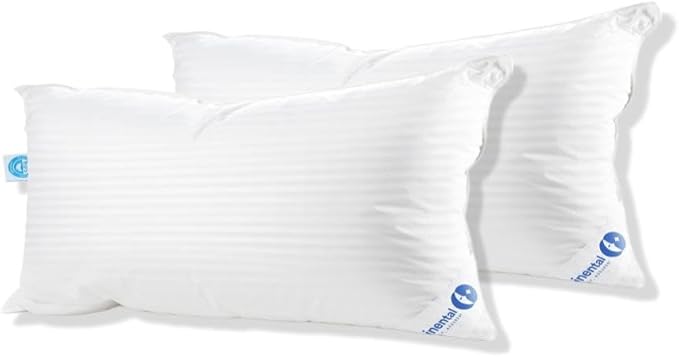 Continental Bedding | Serenity Goose Down Pillow | 700 Fill Power Hungarian White Down | 400TC Cotton Damask Shell | Made in USA | Medium, King (Pack of 2), 2 Count