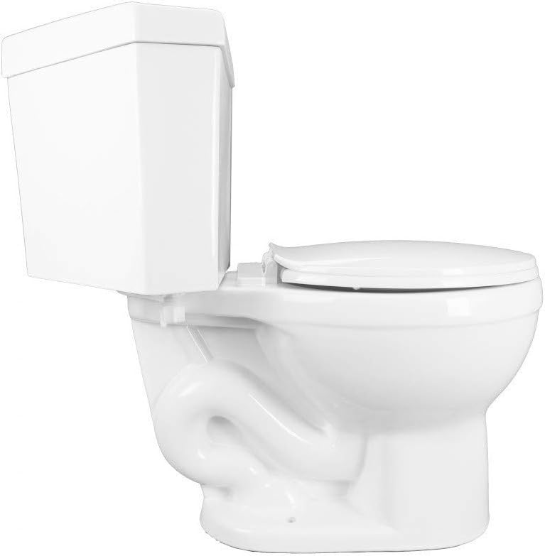 Renovators Supply Troyt Compact Corner Bathroom Toilet, 2-Piece Round - 0.8/1.6 GPF High Low Top Tank Button Flush WaterSense - ADA Heavy Duty Porcelain