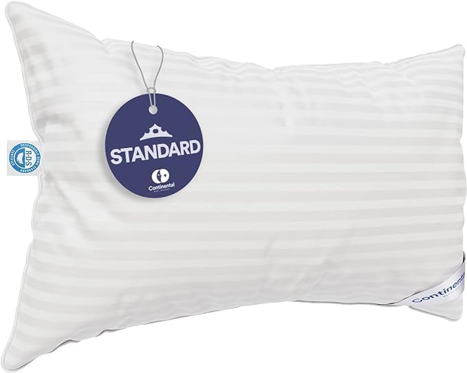 Continental Bedding | Serenity Goose Down Pillow | 700 Fill Power Hungarian White Down | 400TC Cotton Damask Shell | Made in USA | Soft, Standard with Protector
