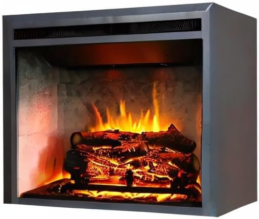 RICHFLAME 23 Inches, Edward Electric Fireplace Insert with Fire Crackling Sound, Weathered Concrete Interior, Remote Control, 750/1500W, Black