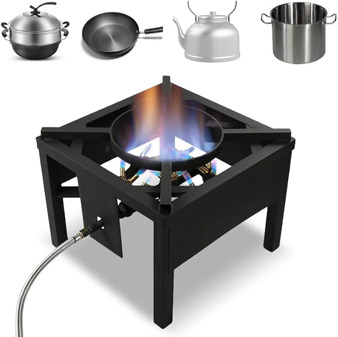 Jet Burner 23 Tips Outdoor Propane Gas Cooker with 0-10 PSI Adjustable Regulator and Steel Braided Hose SA1723