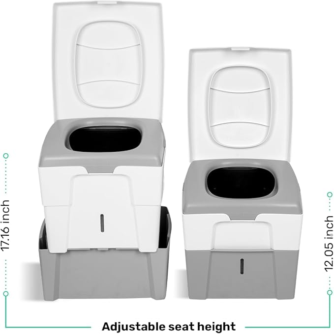 WandaGO Composting Toilet, Portable Outdoor Camping Toilet, Urine Diverting Dry Toilet With Height Adjustment