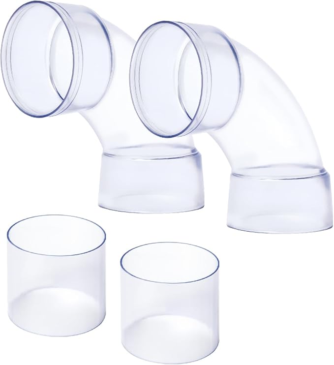 POWERTEC 70309-P2 4 Inch ID 90 Degree Elbow for 4" OD Dust Collection Pipes, Adapters and Fittings with Splice for 4 Inch ID Dust Collection Hose Connector (Clear), 2 Sets