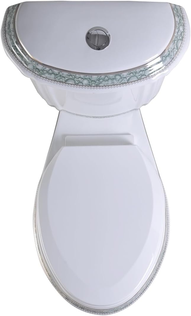 Renovators Supply India Reserve Elongated Two Piece Bathroom Toilet, Green Finish 0.8 GPF/1.6 GPF WaterSense, Porcelain Dual Flush ADA Decorative Toilet
