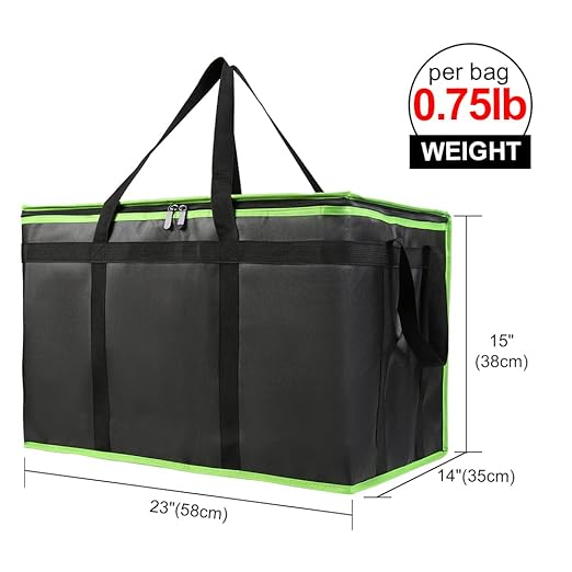 Bodaon 5-Pack Cooler Insulated Food Delivery Bag for Doordash/Uber Eats, XXX-Large Thermal Bags for Catering/Hot Pizza, Travel/Camping/Picnic Basket,Grocery Reusable Warmer Frozen, Black-Green Edge