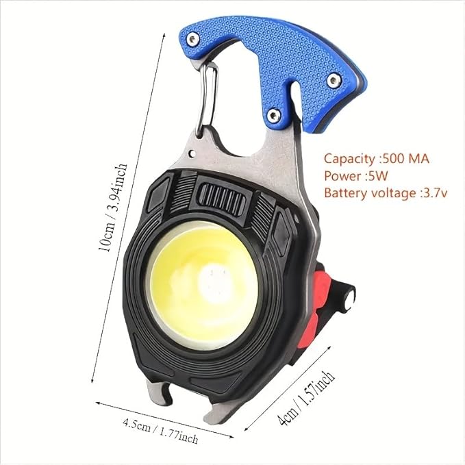 Portable Outdoor Strong Mini Lighter Multifunctional Floodlight with Rechargeable USB Charging,Emergency Tool Magnetic Base, Whistle, Screwdriver, Seat Belt Cutter for camping fishing hiking (1)