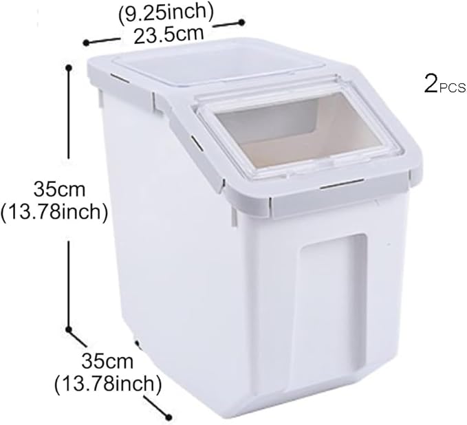 RUIAN 2pcs Rice Food Container, Food Storage Box With Lid and Shovel, Airtight Kitchen Storage Container for Storing Dry Food, Cat/Dog Food Storage Container, Large