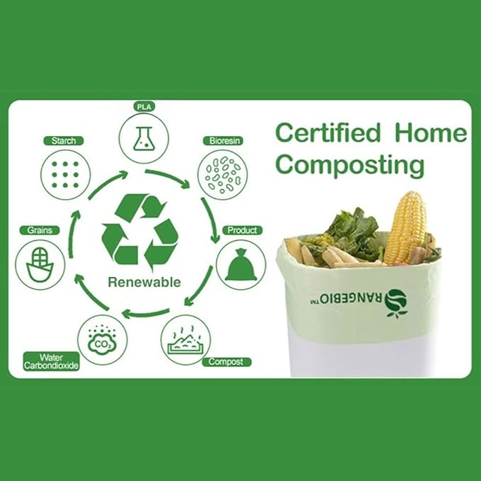 100% Certified Home Compostable Produce Bags, 1000 Count, 14 x 18 Inches, Hold Up to 14 Lbs, ASTM D6400, EN 13432, US BPI & Europe OK Compost Home Certified