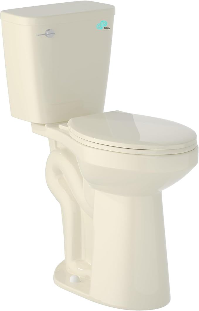 Simple Project Tall Toilets for Seniors 21 inch Extra High Toilets, ADA Comfort Toilet Bowl Heigh 21", Elongated Two-Piece Toilet 1.28GPF Powerful, 12 Inch Rough-in, Bone Color, for Bathroom