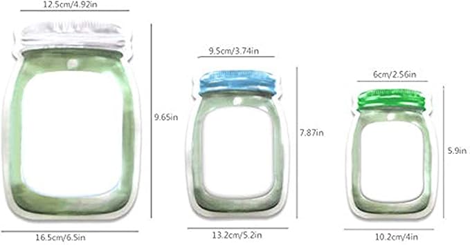 Enkrio 40 Pcs Reusable Mason Jar Zipper Bags Airtight Food Storage Freezer Snack Bags for Kitchen Travel Camping (8S 12M 20L)