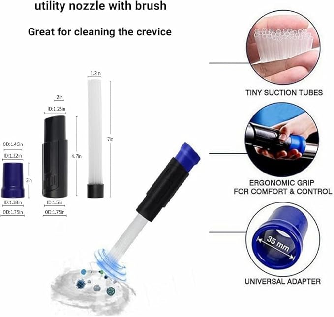 13 PCS Universal Vacuum Attachments for Shop Vac Accessories - 2 1/2" to 1 1/4" Vacuum Hose Adapter, 1 7/8" to 1" Adapter for Shop Vac, 1 1/4" Household Cleaning Vacuum Brush Attachment Kit