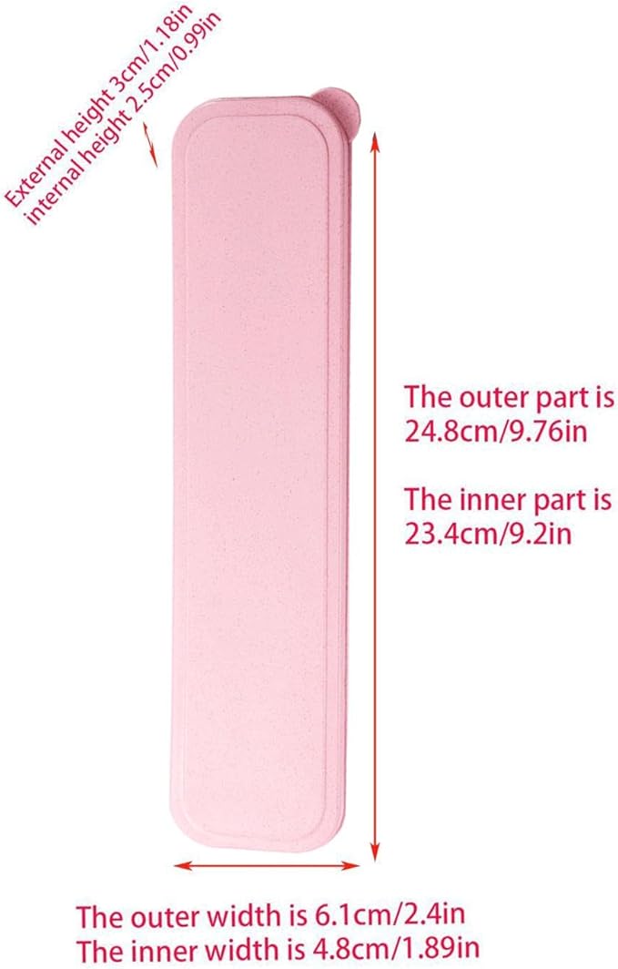 1Pcs Simple Utensil Holder with Lid, Reusable Utensils Wheat Straw Travel Cutlery Box,Portable Flatware Box Travel Tableware Storage Case, Simple Tableware Storage Box Case for Cutlery Kit (Pink)