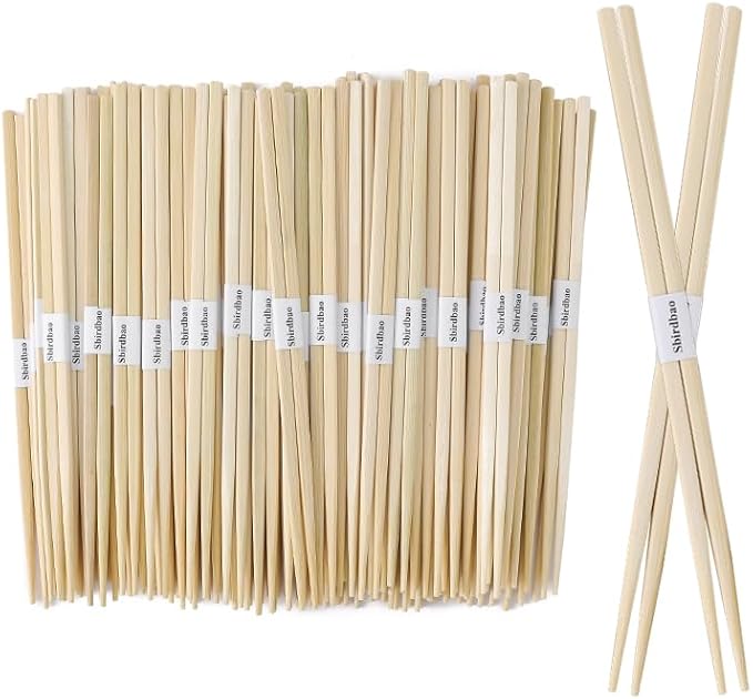 100 pairs disposable bamboo Chopsticks |Japanese Style With Paper Band Separated,9.45in for Sushi & Asian Dishes