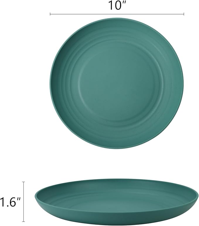 Homienly Dessert & Salad Set - Unbreakable Wheat Straw Plates, 8-10 inch, Reusable (Green Series)
