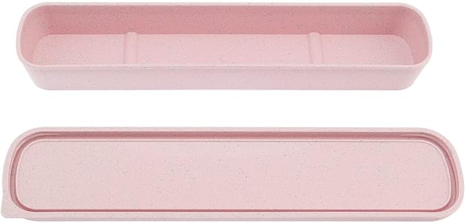 OriGlam 1pcs Portable Flatware Box Travel Tableware Storage Case Box, Utensil Case Flatware Storage Box for Cutlery Kit, 9.84 x 2.40 inch (Pink)
