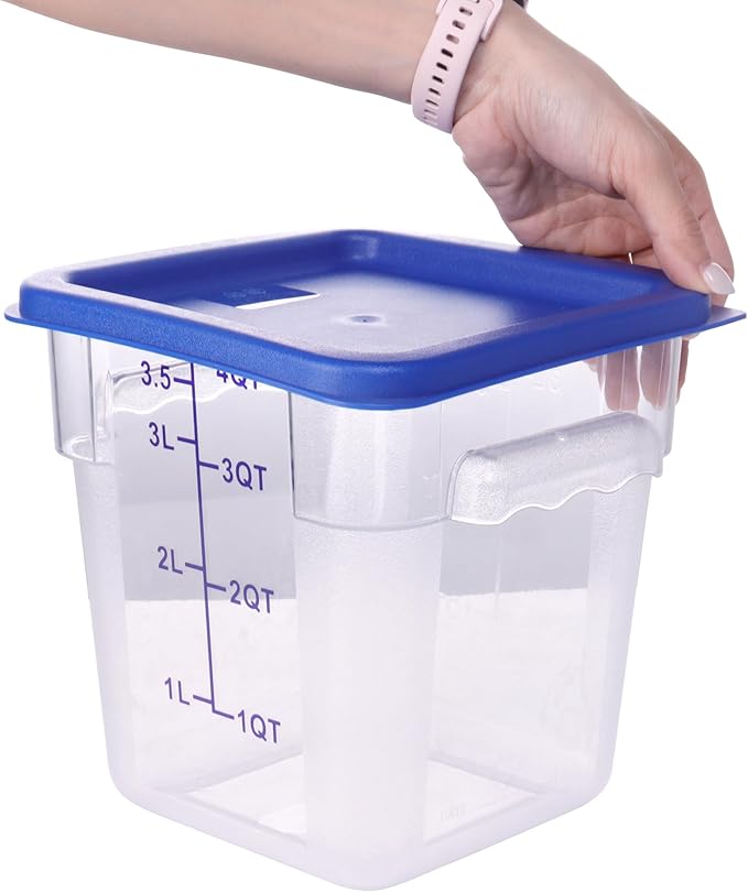 2 Pack Square Food Storage Container With Lid,2-12 Quart Commercial Storage Box With Scale & Handle,Cake Making,Dough Marinating Meat,Kitchen Supplies (6 Quart)