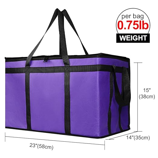 Bodaon 5-Pack Cooler Insulated Food Delivery Bag for Doordash/Uber Eats, XXX-Large Thermal Bags for Catering/Hot Pizza, Travel/Camping/Picnic Basket,Grocery Reusable Warmer Frozen, Purple-Black Edge