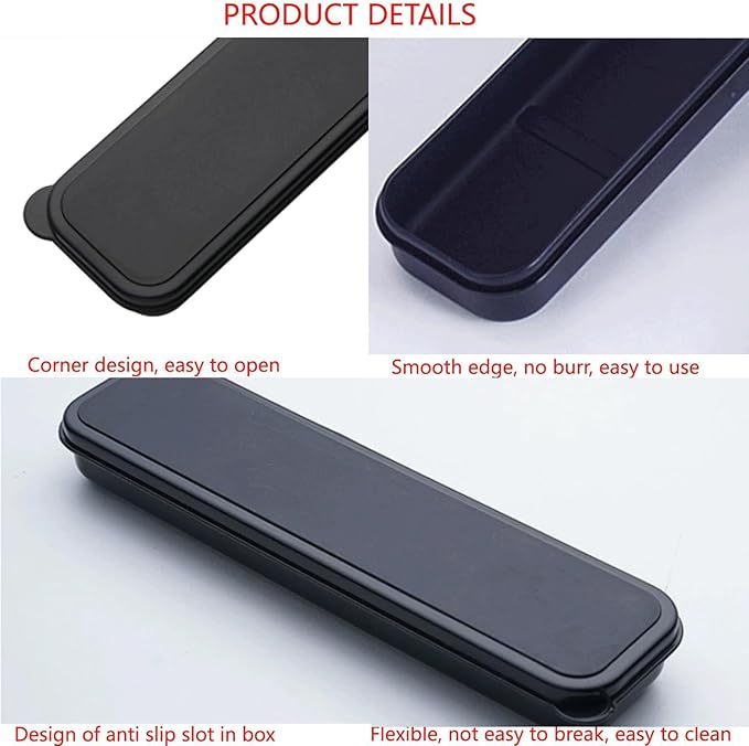1Pcs Simple Utensil Holder with Lid, Reusable Utensils Wheat Straw Travel Cutlery Box,Portable Flatware Box Travel Tableware Storage Case, Simple Tableware Storage Box Case for Cutlery Kit (black)
