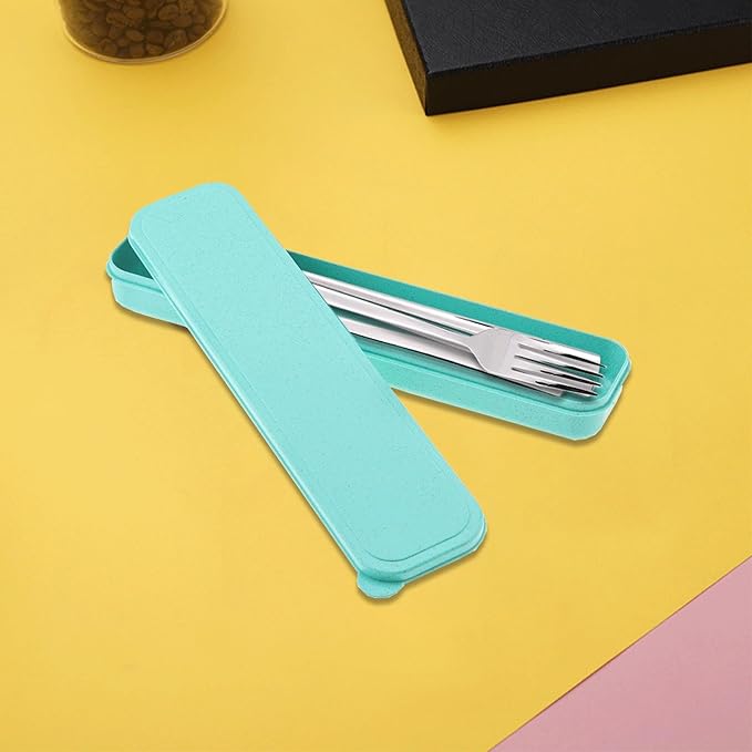 1Pcs Simple Utensil Holder with Lid, Reusable Utensils Wheat Straw Travel Cutlery Box,Portable Flatware Box Travel Tableware Storage Case, Simple Tableware Storage Box Case for Cutlery Kit (Green)