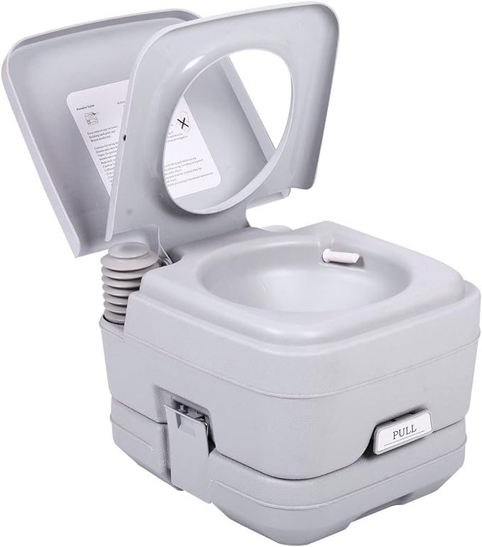 JAXPETY 2.6 Gallon Outdoor Portable Toilet for RV Travel, Camping, Boating & Car, Leak-Proof Cassette Toilet, Grey