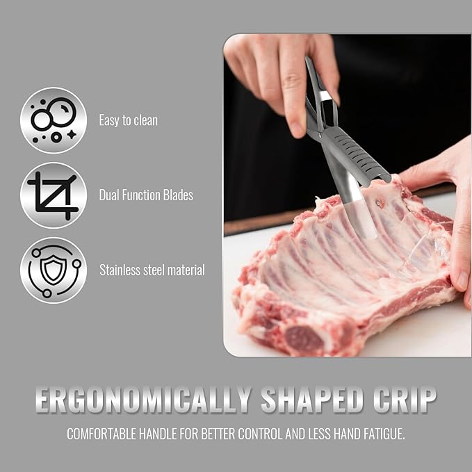 Rib Prep Tool Pro, BBQ Rib Skinner, Stainless Steel Rib Membrane Remover Tool, Ergonomic Design for Effortless BBQ Rib Preparation (2pc)