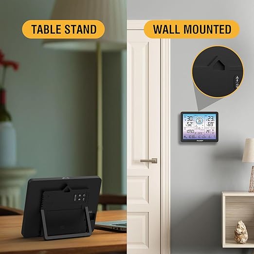 Raddy VP7 5-in-1 Weather Station Wireless for Indoor Outdoor | 7.4" Large Digital Color Display, with Barometer, Rain Gauge, Wind Speed, Atomic Clock, Weather Forecast, Temperature Humidity Monitor