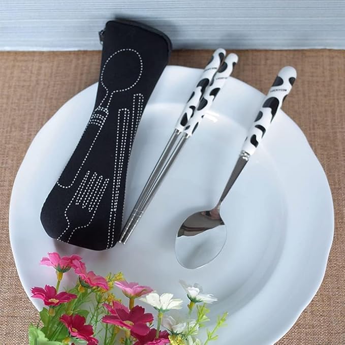 Black Portable Tableware Bag Outdoor Travel Camping Cutlery Pouch Storage Bag Flatware Tableware Dinnerware Carrying Case for Knife, Fork, Spoon, Tea Spoon, Chopsticks, Bottle Opener, Straws