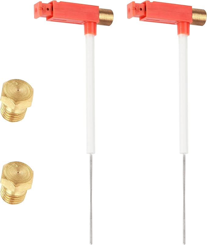 Piezo Ignitor Piezo Spark Ignition Kit Electrode lgniter and Brass Jet Nozzle Misting Nozzle LPG Gas Orifice Pipe Replacement for Camping & Backpacking Stove Burner Heater (4 Pack)