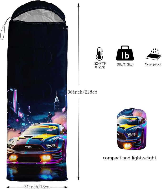 Print sleeping bag,sleeping bags,Outdoor Camping Sleeping Bag,Suitable For Children Boys And Girls Portable,Waterproof,Compact And Lightweight,Great For Outdoor Camping,Backpacking And Hiking