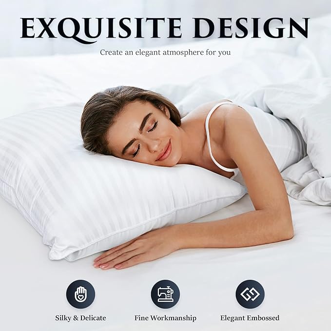 COZSINOOR Bed Pillows for Sleeping Queen Size - Hotel Quality Set of 2 - Breathable Down Alternative Microfiber Filled for Back, Stomach, Side Sleepers, Cooling & Skin-Friendly