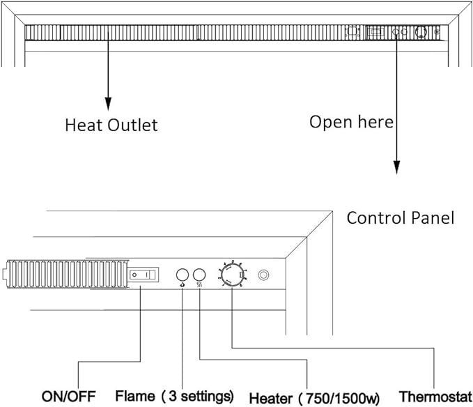 RICHFLAME Gavin Electric Fireplace Insert with Log Speaker, Designed for Stud, Wood Burning Opening, Cabinet & Wood Mantel, Remote Control, 750/1500W, Black, 33 5/64 Inches Wide, 21 Inches High