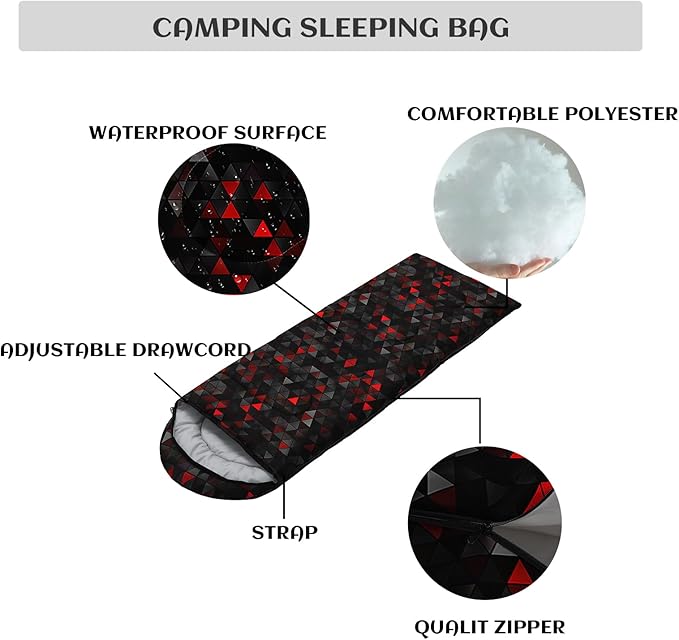 Sleeping Bags for Adults and Kids,3D Printing Camping Sleeping Bag for Girls Boys Lightweight Waterproof Cold/Warm 3-Season,Outdoor Travel with Compression Bags