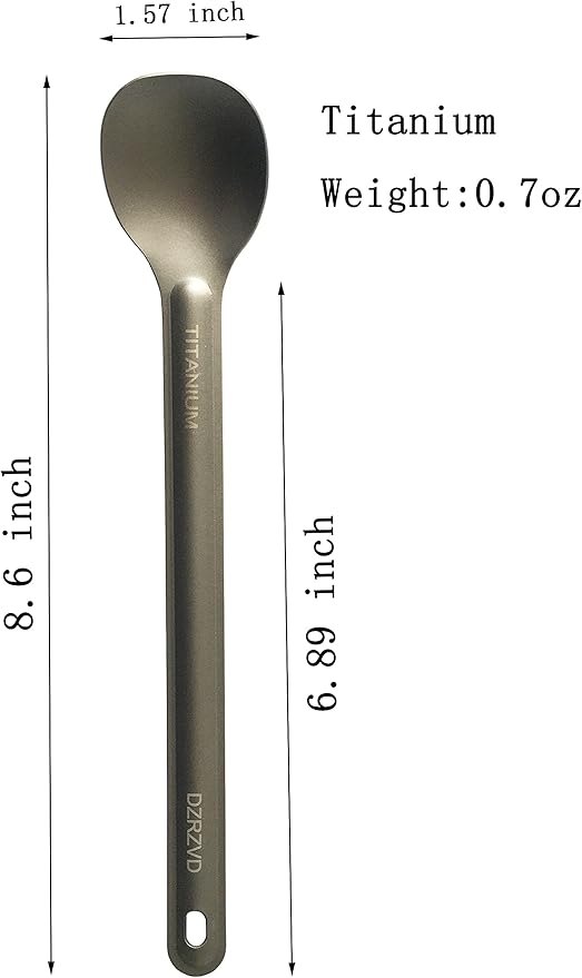 Titanium Long Handle Spork and Spoon, 8.6" Camping Cutlery Set