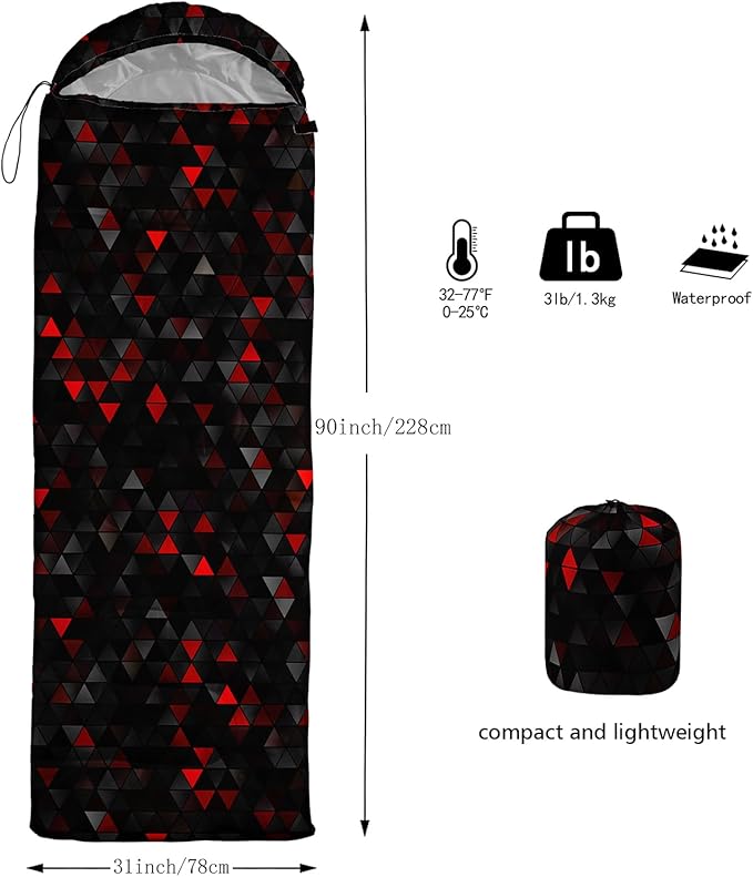 Sleeping Bags for Adults and Kids,3D Printing Camping Sleeping Bag for Girls Boys Lightweight Waterproof Cold/Warm 3-Season,Outdoor Travel with Compression Bags