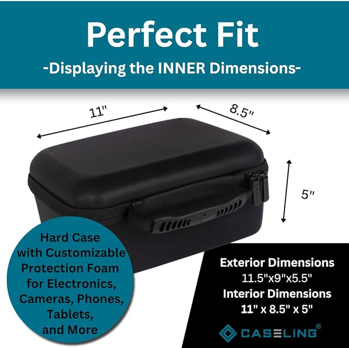 Protective Hard Case With Customizable Foam - Lightweight Hard Shell Case for Electronics, Cosmetic, Makeup & More - EVA Protection (11" x 9" x 5.5")