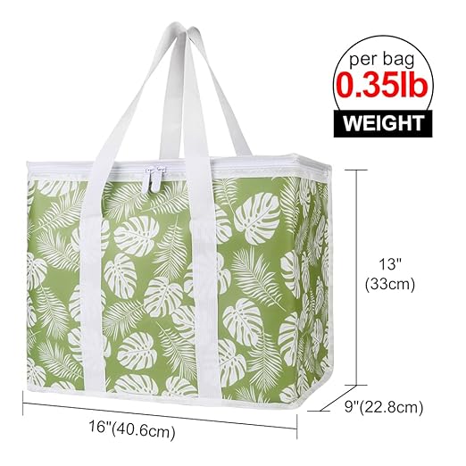 Bodaon 5-Pack Cooler Insulated Food Delivery Bag, X-Large Grocery/DoorDash/Catering/Shopping Bags With Top Zippered, Thermal Hot Pizza, Large Cold and Frozen Door Dash Accessories, XL Tote, Leaf