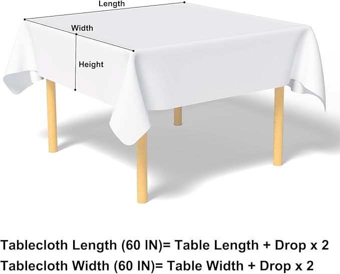 misaya Square Waterproof Vinyl Table Cloth, Buffalo Flannel Backed Tablecloth, Wipeable Plastic Table Cover for Dinner, Kitchen, Outdoor (60" x 60", Lavender and White)