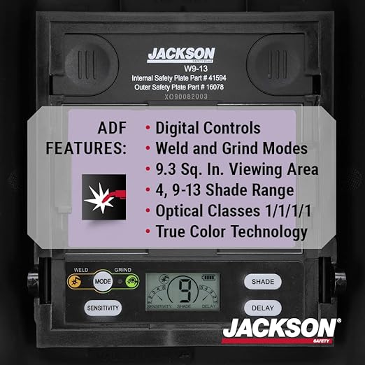 Jackson Safety Insight ADF Welding Helmet - Ultra Lightweight, Auto Darkening Welding Hood with HLX Shell Design - ANSI Z87.1 & CSA Z94.3