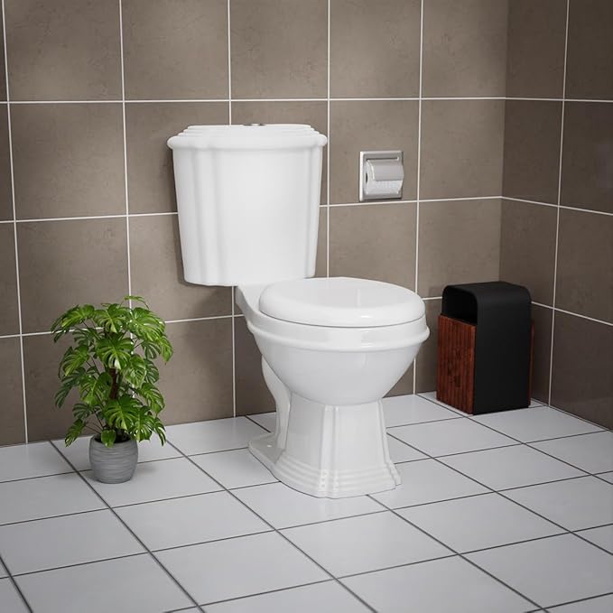 Renovators Supply Sheffield Elongated Bathroom Toilet 29.5"D X 18.75"W X 31.75"H, White Slow Close Dual Flush 2 Piece Toilet