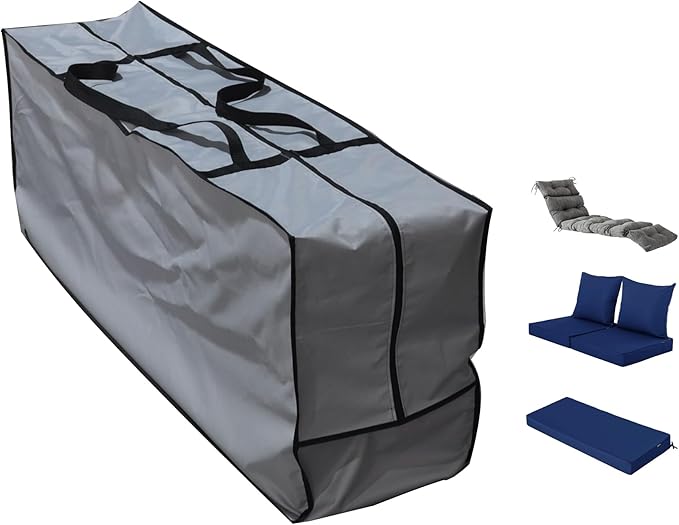 Outdoor Rectangular Cushion/Cover Storage Bag, Protective Zippered Storage Bags with Handles, 50''L x 13''W x 20''H, Grey