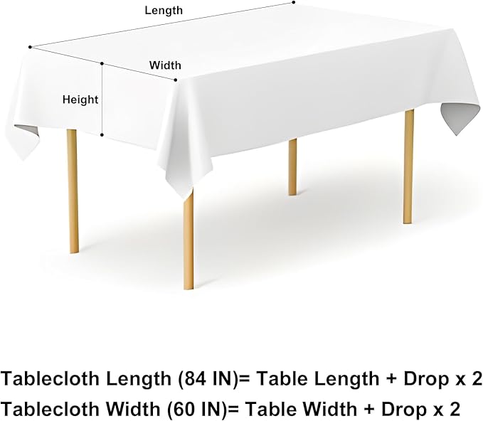 misaya Rectangle Waterproof Vinyl Table Cloth, Buffalo Flannel Backed Tablecloth, Wipeable Plastic Table Cover for Dinner, Kitchen, Outdoor (60" x 84", Turquoise and White)