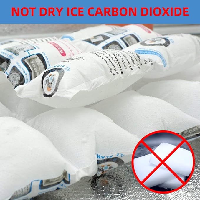 WORLD-BIO Shipping Ice Packs Small Cold Packs for Food Shipping, Long Lasting Dry Ice Packs for Coolers, Reusable Ice Sheets for Coolers Freezer Packs, 96 Cells