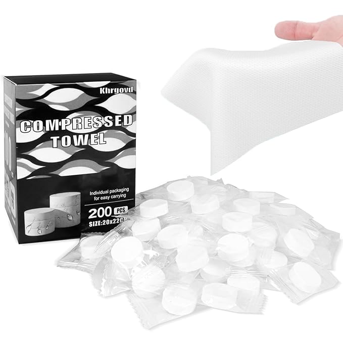 200PCS Compressed Towel Tablets Mini Disposable Compressed Towel Tablets,Bulk Coin Tissues,Disposable and portable face towels suitable for travel, Camping, Sports, Beauty Salons, Home use