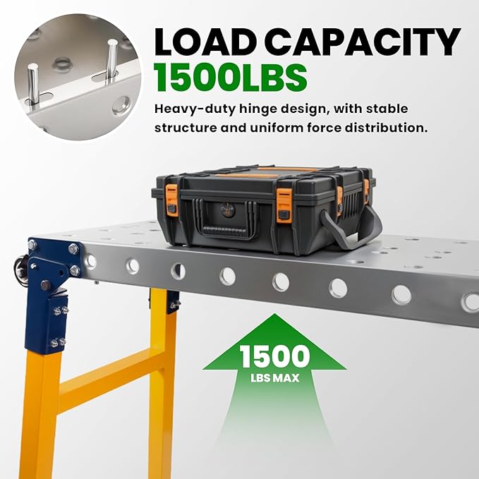 Portable Welding Table 65"x12", 1500LBS Foldable Welding Workbench with 5-Level Adjustable Height 29-48in, Thickened Carbon Steel Welding Table with 4 Swivel Wheels for Industrial Use & DIY Projects