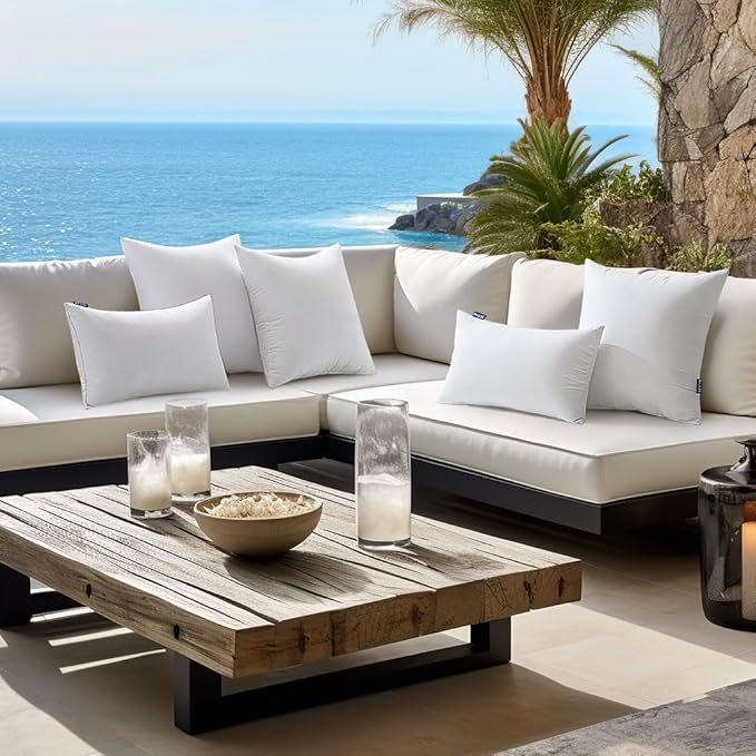 MIULEE Pack of 2 18x18 Inch Outdoor Pillow Inserts Waterproof Decorative Throw Pillow Insert, Square Lumbar Garden Pillow Form for Patio Sofa Couch