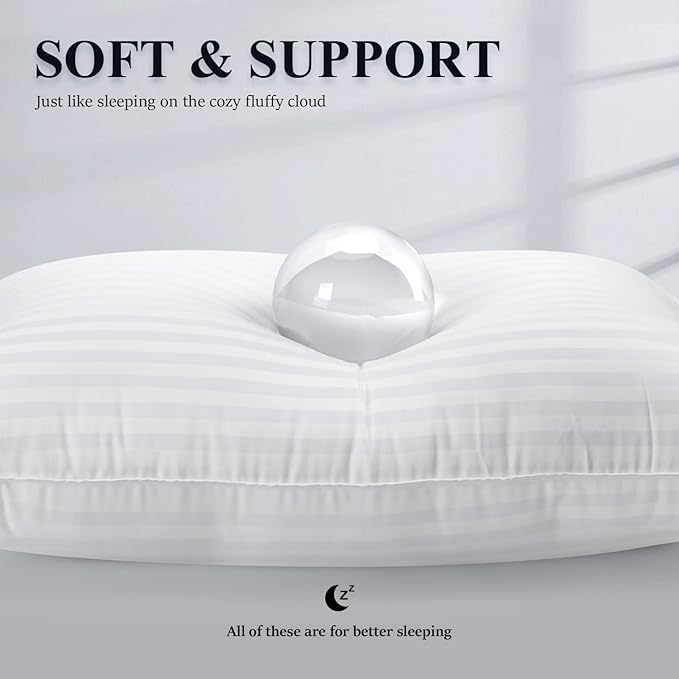 COZSINOOR Bed Pillows for Sleeping Queen Size - Hotel Quality Set of 2 - Breathable Down Alternative Microfiber Filled for Back, Stomach, Side Sleepers, Cooling & Skin-Friendly
