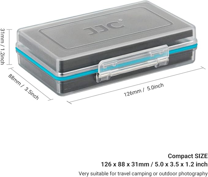 JJC 8 Slots AA Battery Case, PC Shell Water-Resistant & Shockproof Battery Storage Case for 8 x AA / 14500 Battery, AA Battery Organizer Carrying Case