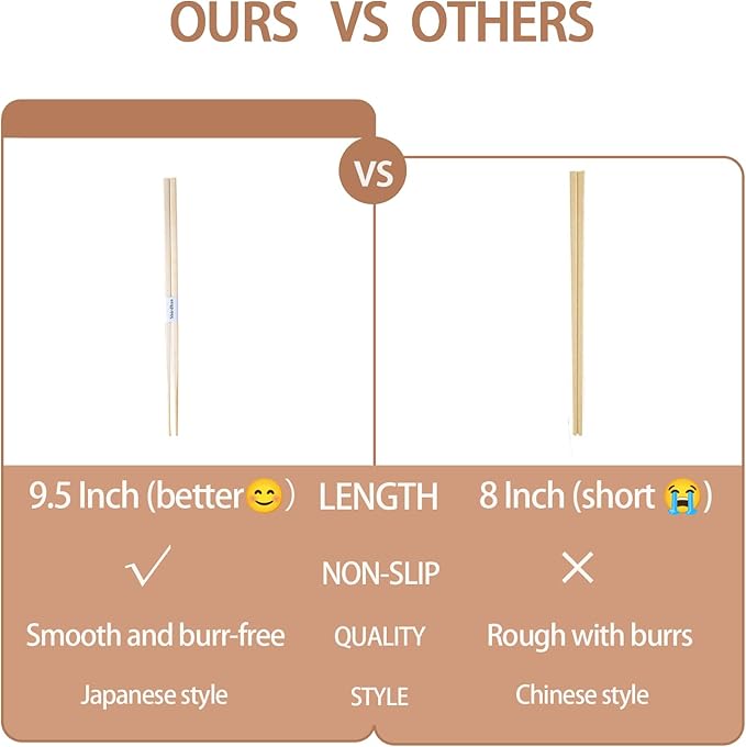 100 pairs disposable bamboo Chopsticks |Japanese Style With Paper Band Separated,9.45in for Sushi & Asian Dishes