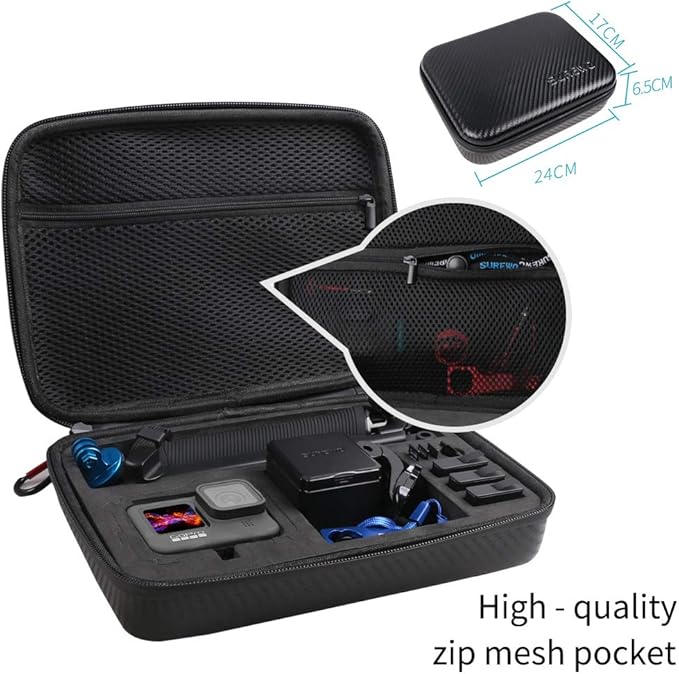 SUREWO Hard Case for GoPro,Surface-Waterproof Carrying Case Compatible with GoPro Hero 13/12/11/10/9/8/7/(2018)/6/5 Black,DJI Osmo Action,AKASO/Campark and More (Medium)
