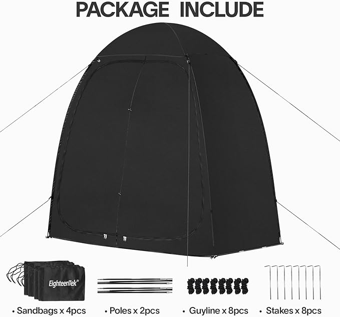 EighteenTek Shower Tent Camping, 2-Room Portable Changing Room, Outdoor Shower Enclosure, Pop Up Privacy Tent Shelter with Floor & Doors, Waterproof & Lightweight, Camping Toilet Bathroom